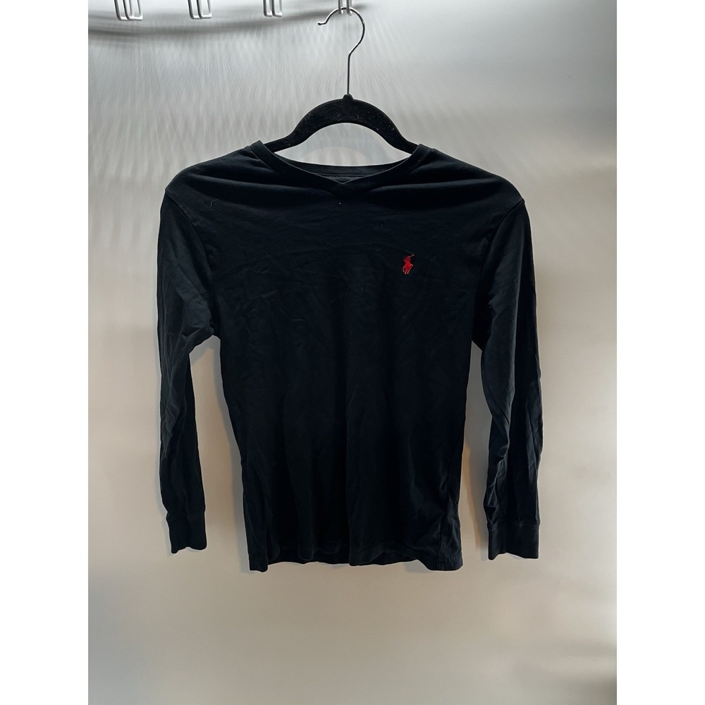 Polo Ralph Lauren Boy's Black Long Sleeve TShirt M ( 10-12) Red Embroidered Pony
